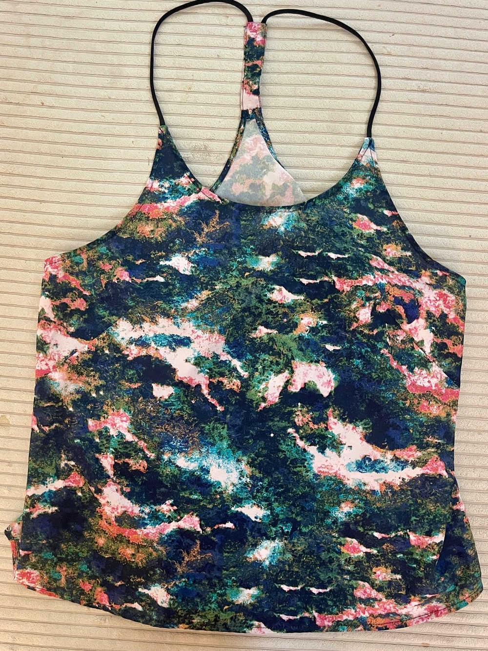 Multicolor Abstract Print Ocean Racerback Cami Spaghetti Strap Tank
